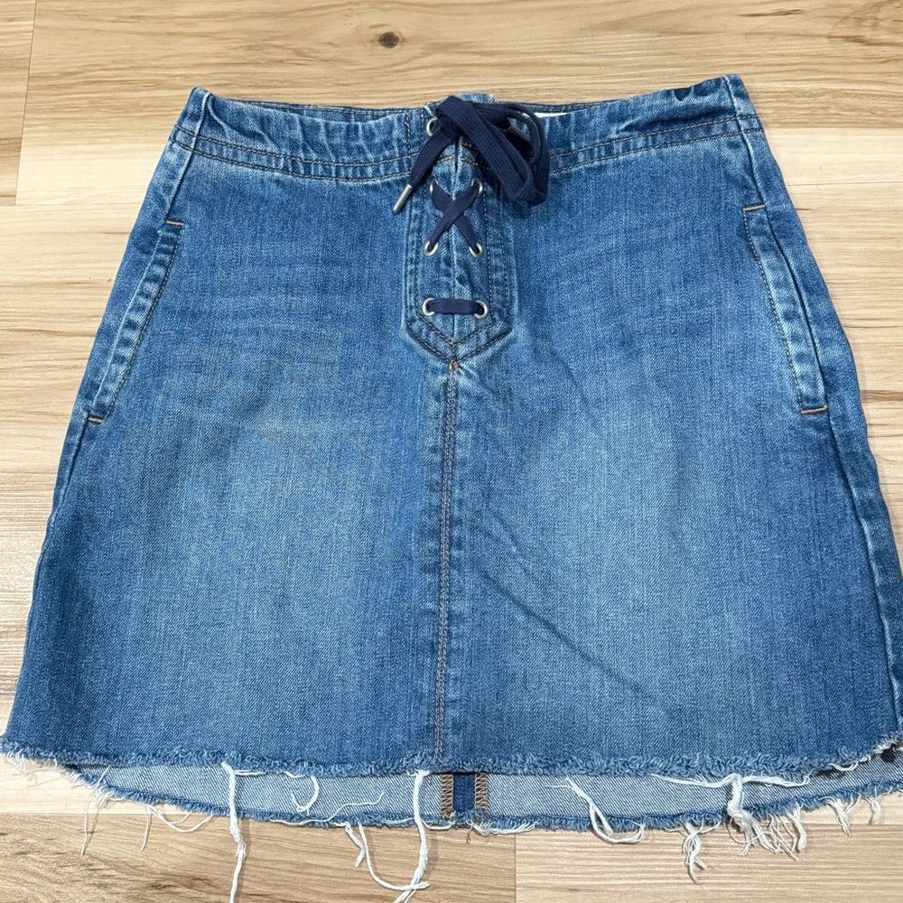 Loft Denim Lace Up Mini Skirt Women’s 00 - Picture 1 of 3